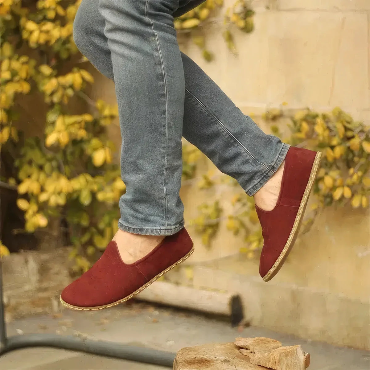 Erkek Bordo Nubuk Klasik Barefoot Ayakkabı, 4. fotoğraf