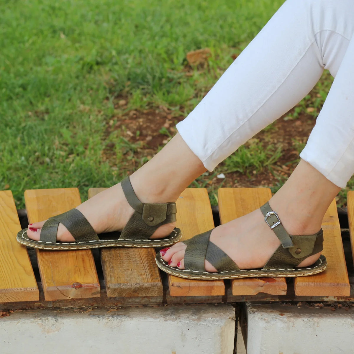 Kadın Zeytin Yeşili Helen Barefoot Sandalet, 2. fotoğraf