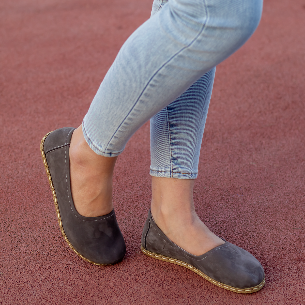 Kadın Gri Nubuk Babet Barefoot Ayakkabı, 4. fotoğraf