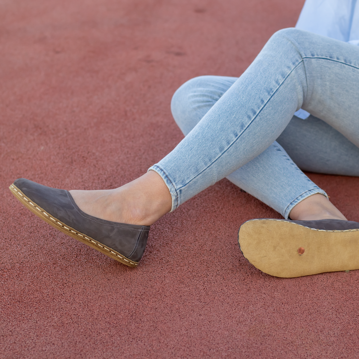 Kadın Gri Nubuk Babet Barefoot Ayakkabı, 6. fotoğraf