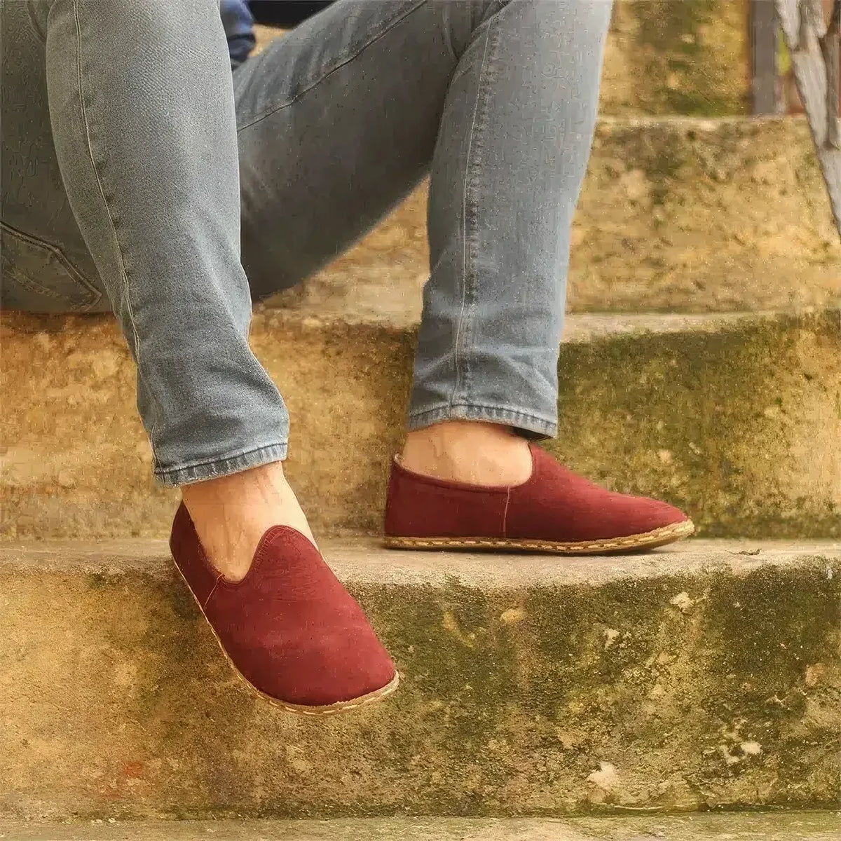 Erkek Bordo Nubuk Klasik Barefoot Ayakkabı, 3. fotoğraf