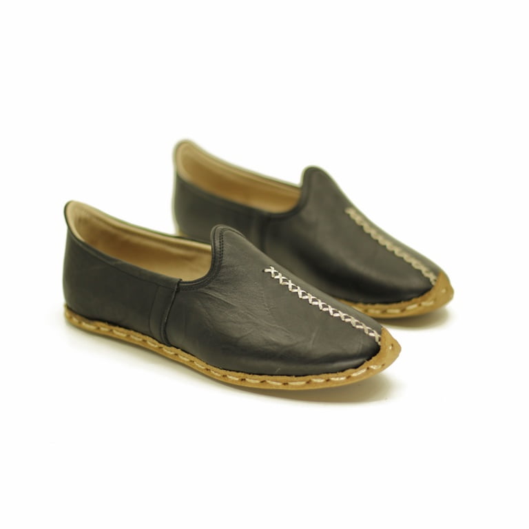 Siyah Saraçlı Dana Derisi Erkek Yemeni Çarık - Görsel 3