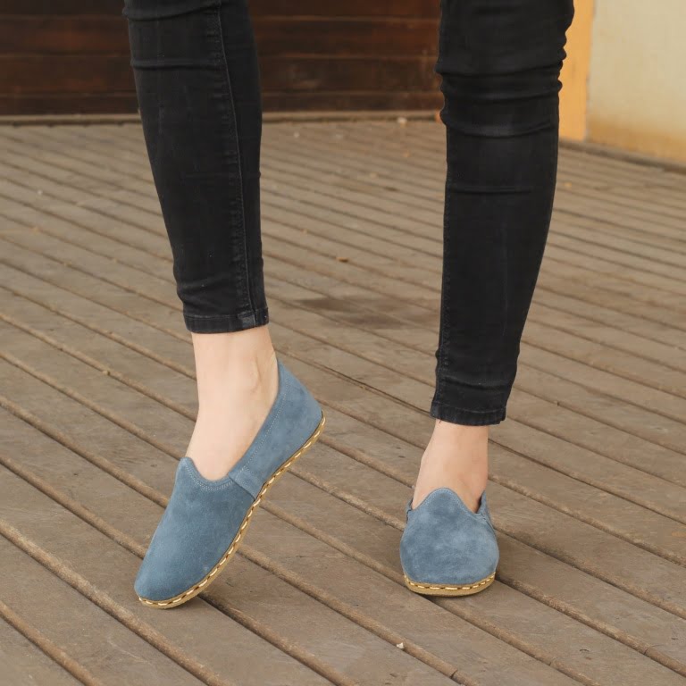 Kadın Ayakkabı Düz Yemeni   Mavi Süet - Görsel 3