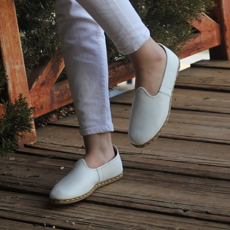 Kadın Ayakkabı Düz Yemeni  Beyaz  Cilt Deri (Copy) - Görsel 3