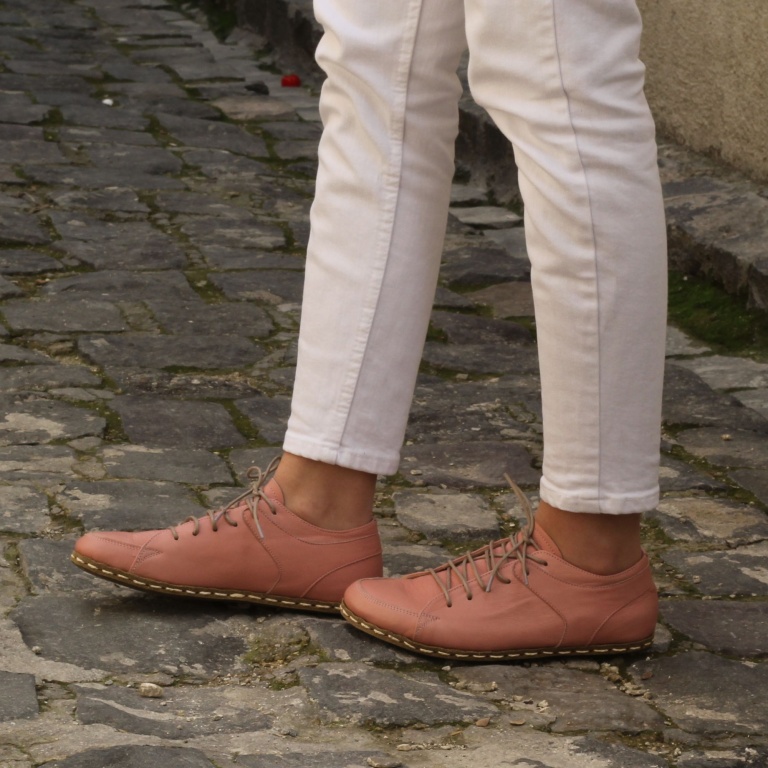 El Yapımı Barefoot Yalınayak Kadın Deri Sneakers Model, Şeker Pembe - Görsel 6