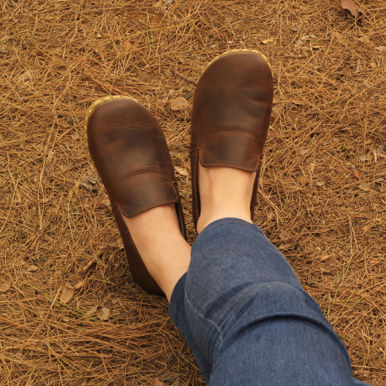 El Yapımı Barefoot Yalınayak Kadın Deri Taylan Model, Klasik Kahverengi - Görsel 2