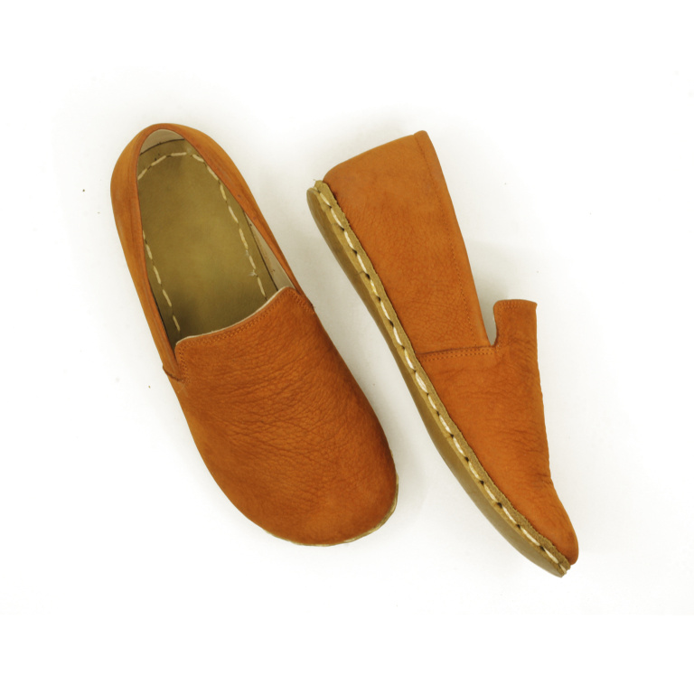 El Yapımı Barefoot Yalınayak Erkek Deri Taylan Model, Hardal Rengi - Görsel 3