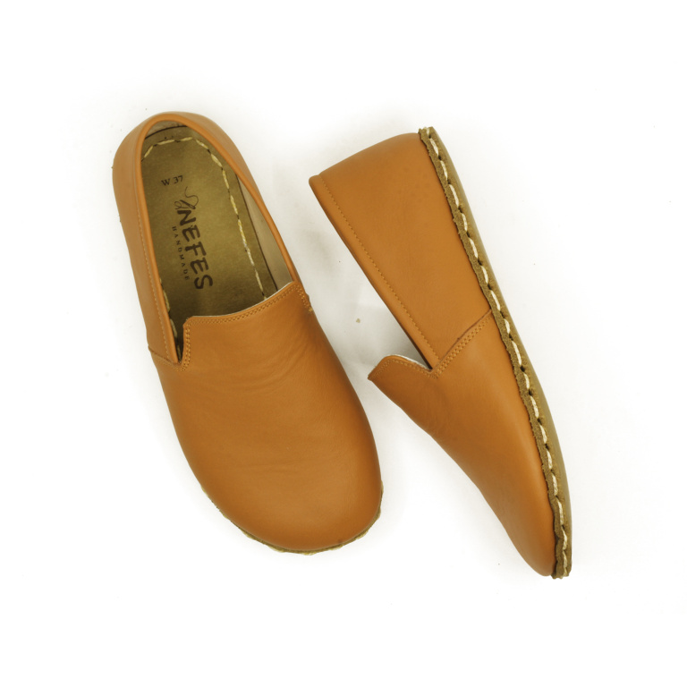 El Yapımı Barefoot Yalınayak Kadın Deri Taylan Model, Hardal Rengi - Görsel 6