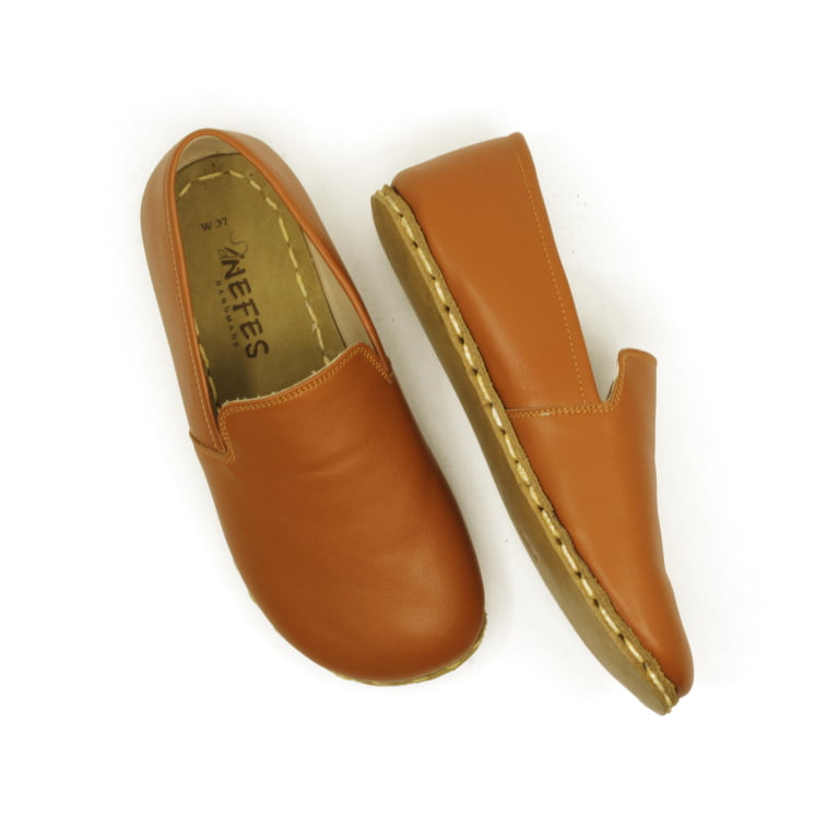 El Yapımı Barefoot Yalınayak Erkek Deri Taylan Model, Karamel Rengi - Görsel 3