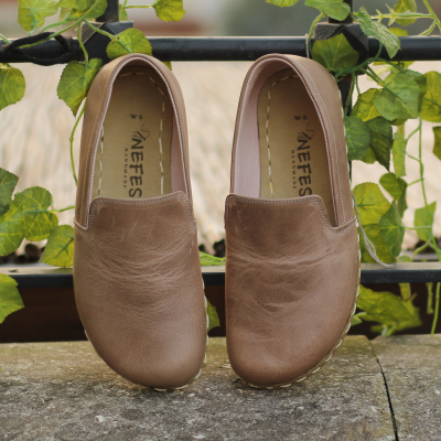 El Yapımı Barefoot Yalınayak Kadın Deri Taylan Model, Bej