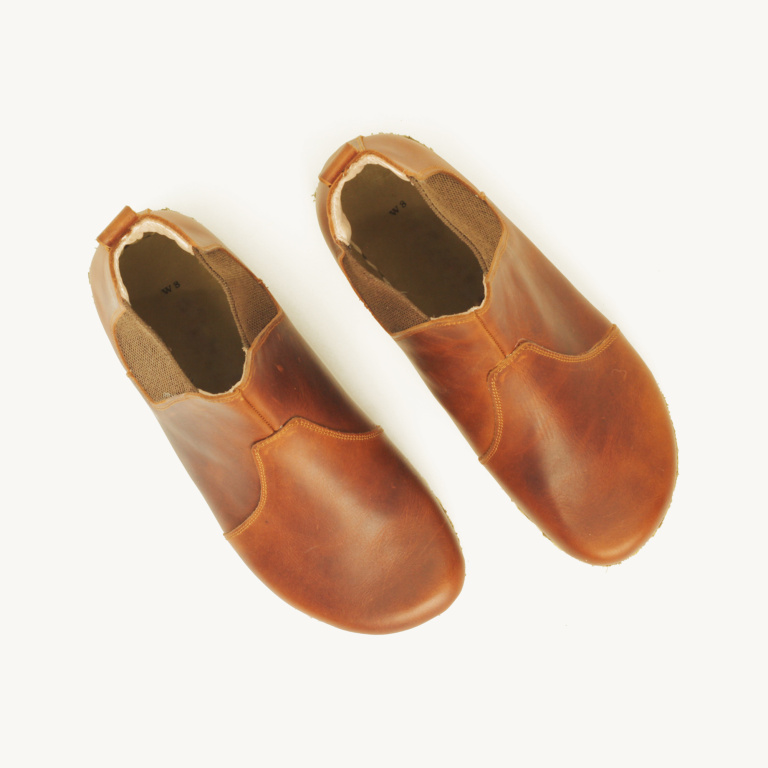 El Yapımı Barefoot Yalınayak Kadın Deri Chelsea Bot, Crazy Kahve - Görsel 4