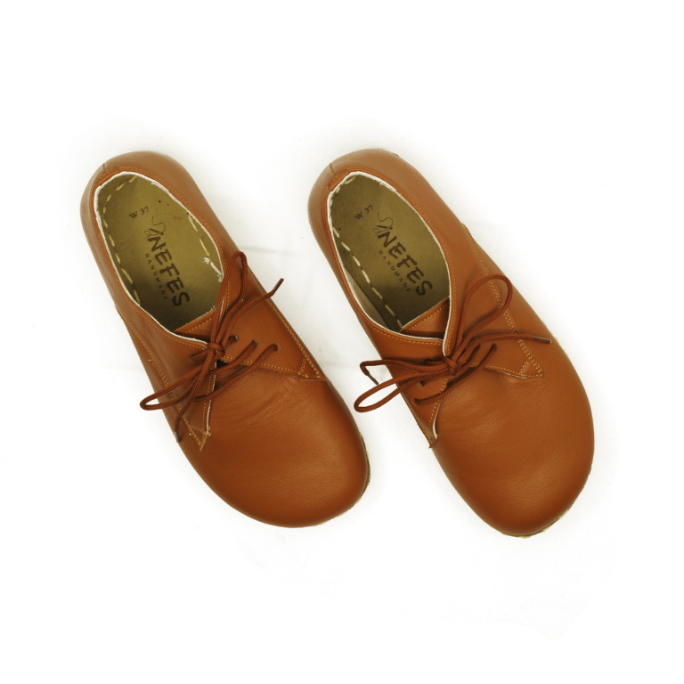 El Yapımı Barefoot Yalınayak Kadın Deri Bağcıklı Model, Otantik Kahve - Görsel 5