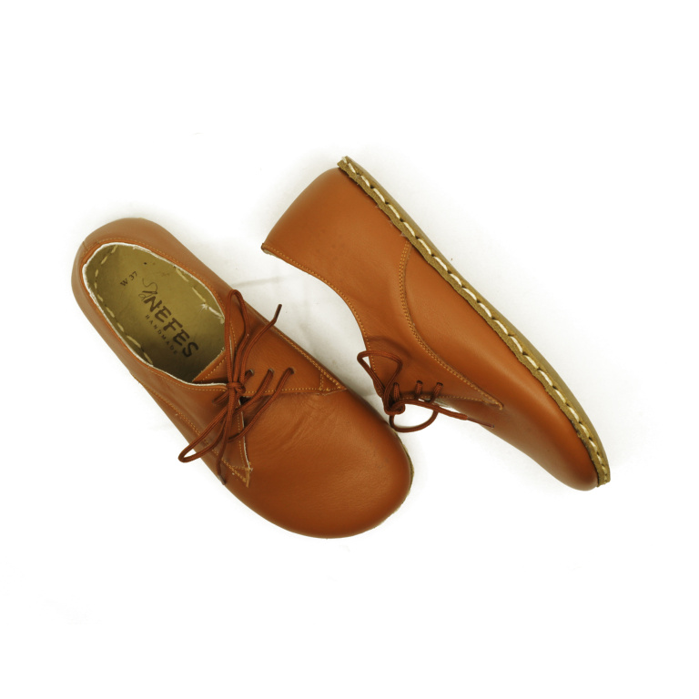 El Yapımı Barefoot Yalınayak Kadın Deri Bağcıklı Model, Otantik Kahve - Görsel 4