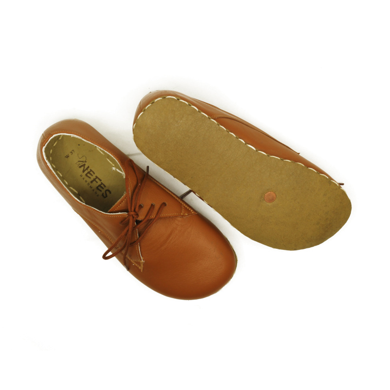 El Yapımı Barefoot Yalınayak Kadın Deri Bağcıklı Model, Otantik Kahve - Görsel 2