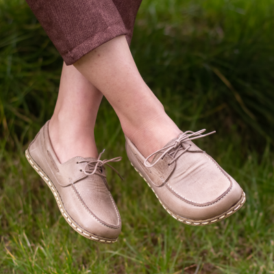 El Yapımı Barefoot Yalınayak Kadın Deri Mellow Model, Bej