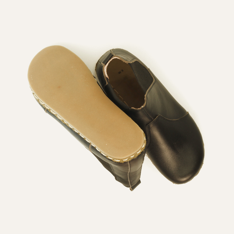 El Yapımı Barefoot Yalınayak Kadın Deri Chelsea Bot, Siyah - Görsel 5