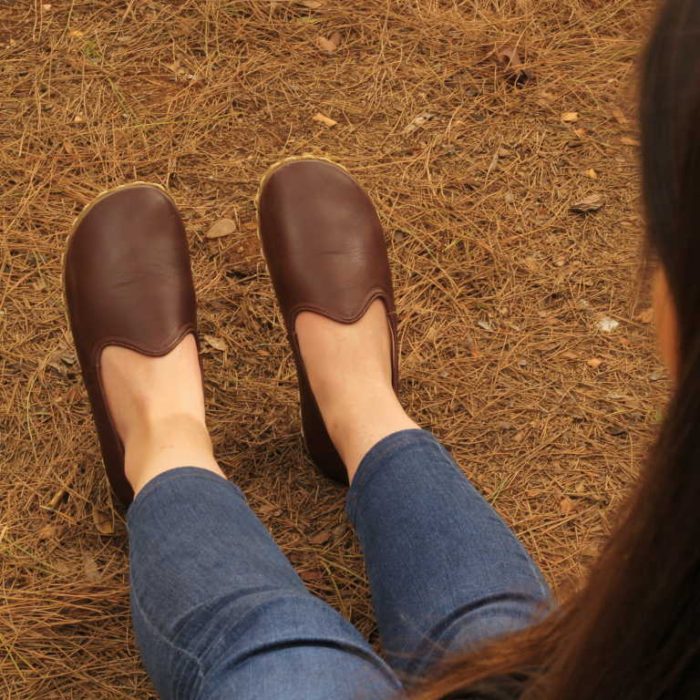 El Yapımı Barefoot Yalınayak Kadın Deri Klasik Model, Fındık Kahve - Görsel 2