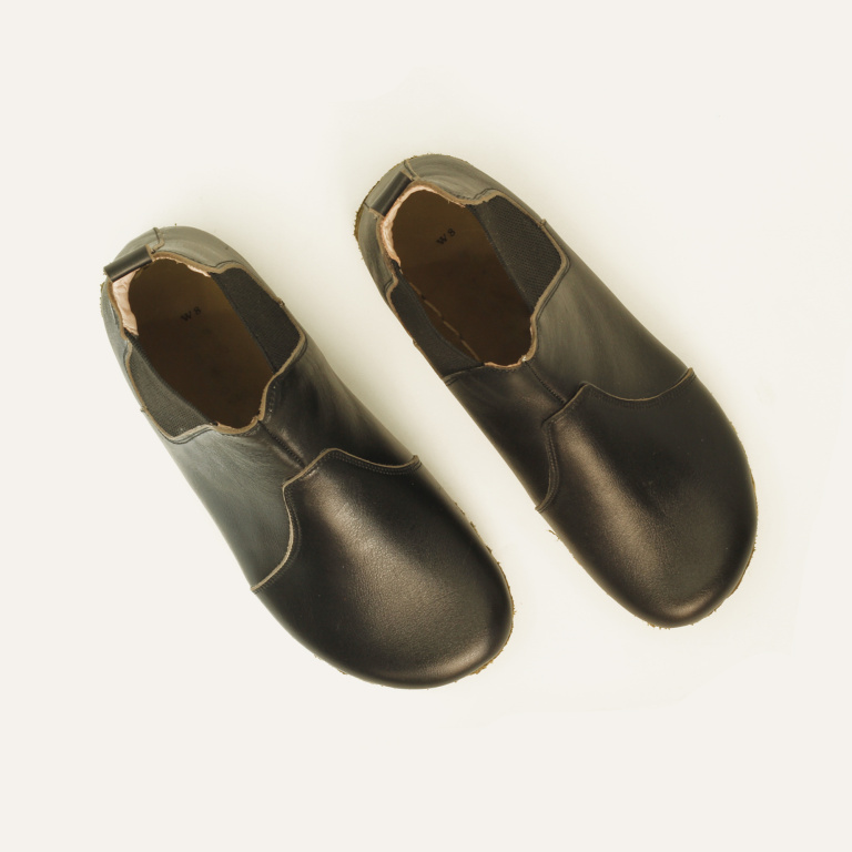 El Yapımı Barefoot Yalınayak Kadın Deri Chelsea Bot, Siyah - Görsel 4