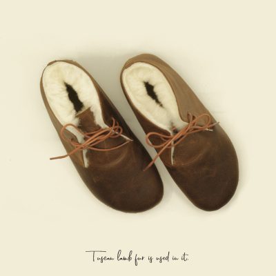 El Yapımı Barefoot Yalınayak Erkek Deri Parçalı Kısa İçi Kürklü Bot, Klasik Kahverengi